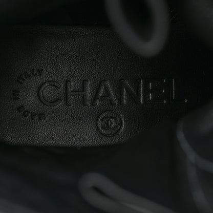 Chanel Calfskin Quilted Lace Up Combat Boots 37 Black 7 of 13