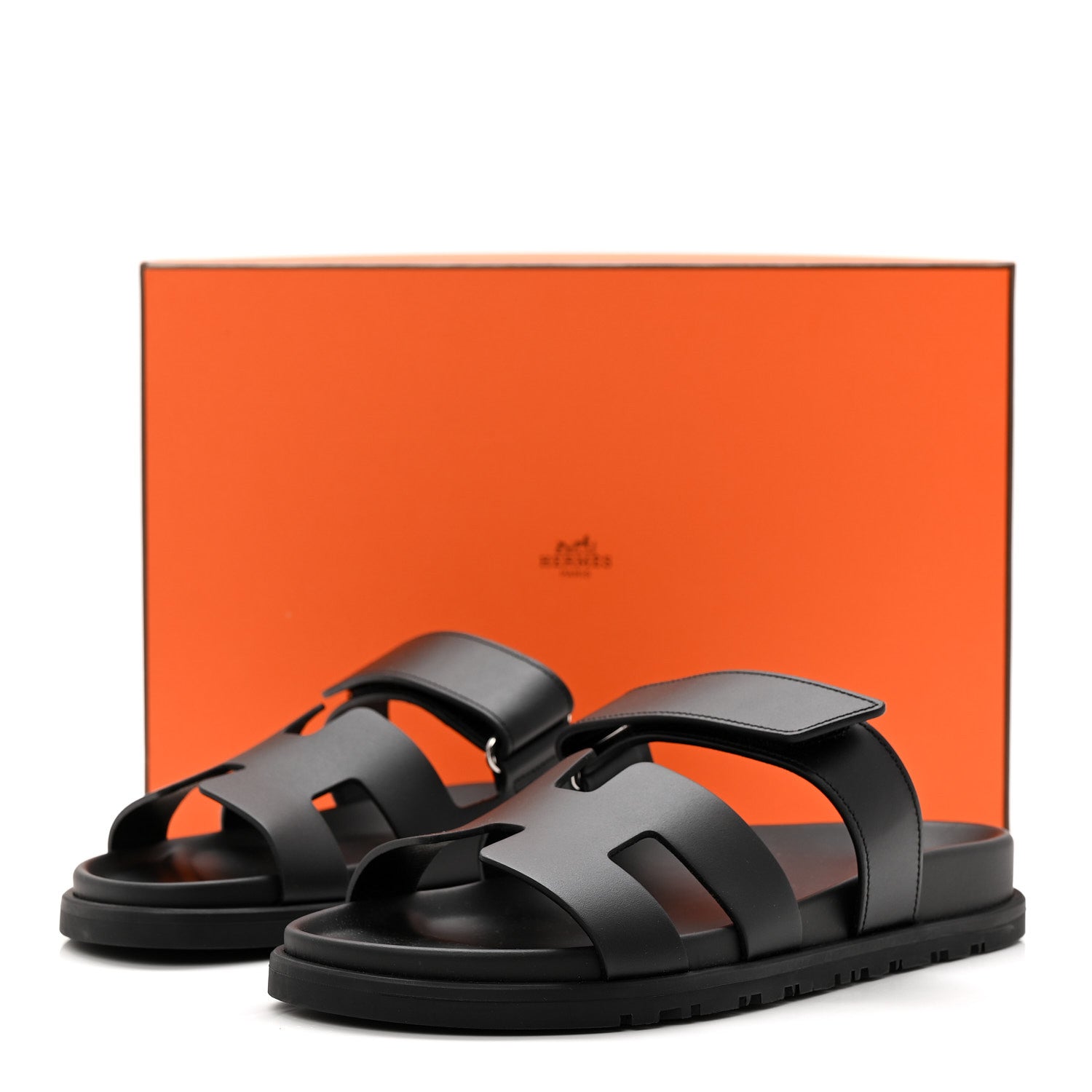 Hermes Calfskin Womens Chypre Sandals 37 Black 10 of 10
