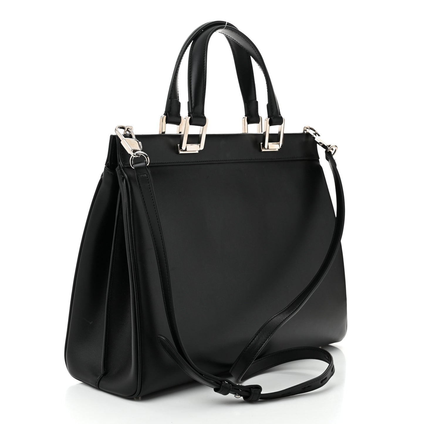 Smooth Calfskin Medium Zumi Top Handle Bag Black
