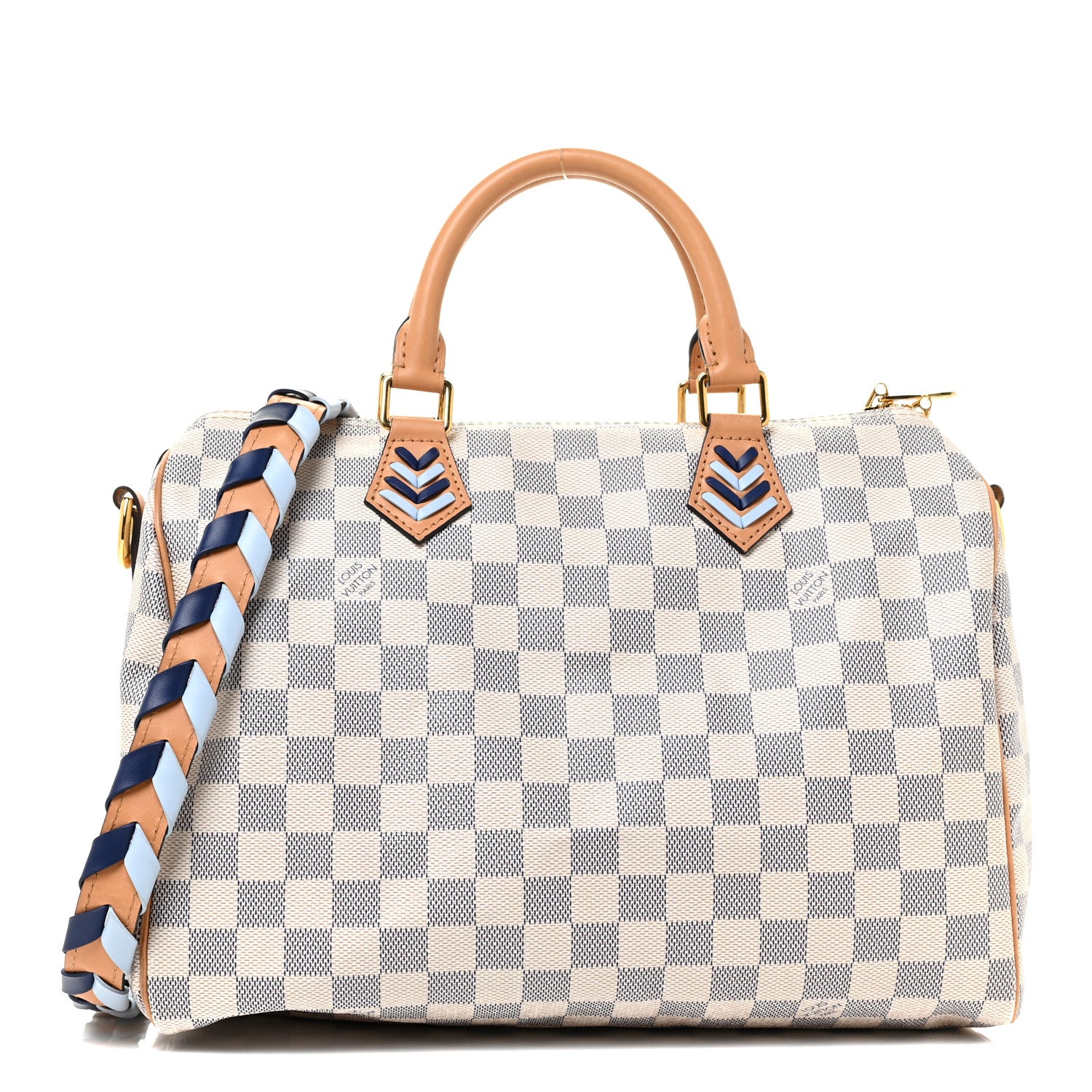 Louis Vuitton Damier Azur Braided Speedy Bandouliere 30 Blue 1 of 11