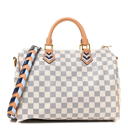 Louis Vuitton Damier Azur Braided Speedy Bandouliere 30 Blue 1 of 11