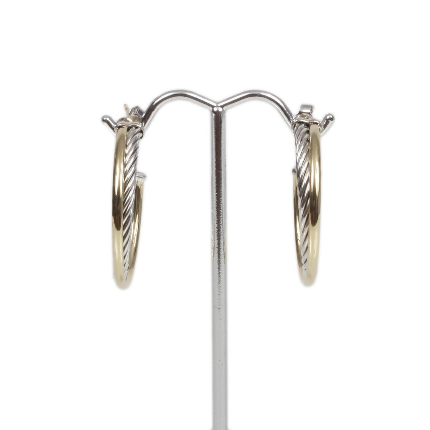 18k Gold Sterling Silver Crossover Cable Hoop Earrings