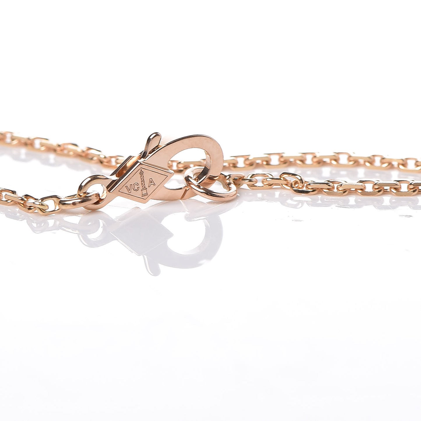 18K Rose Gold Diamond Vintage Alhambra Pendant Necklace