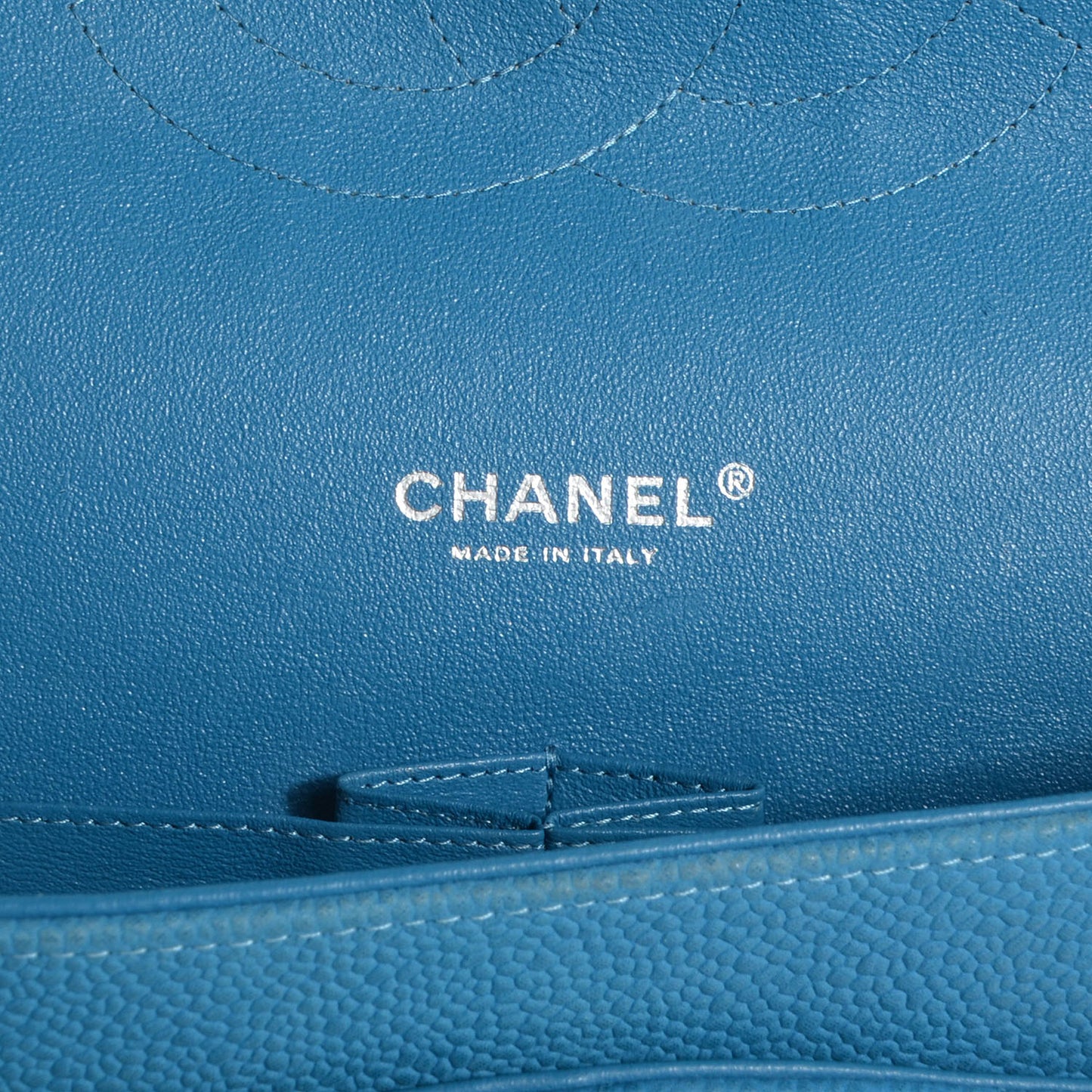 Iridescent Caviar Maxi Double Flap Blue
