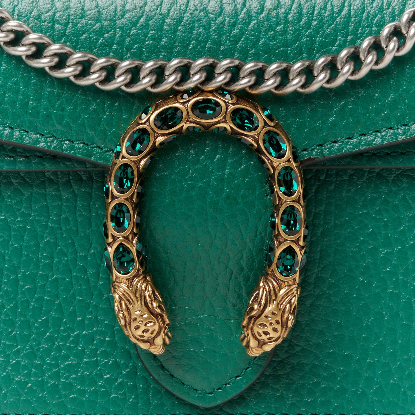 Dollar Calfskin Crystal Super Mini Dionysus Shoulder Bag Emerald