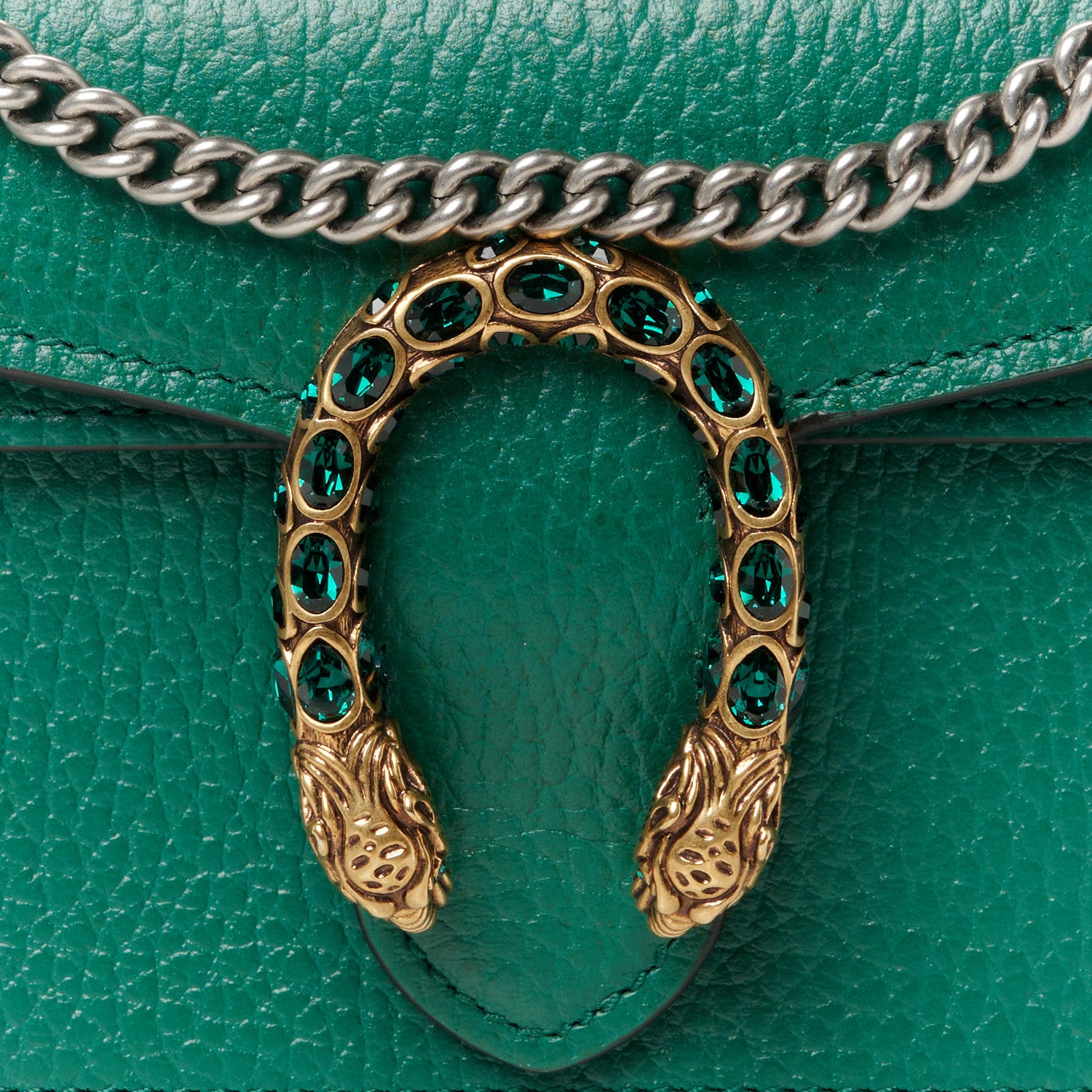 Gucci Dollar Calfskin Crystal Super Mini Dionysus Shoulder Bag Emerald 7 of 10