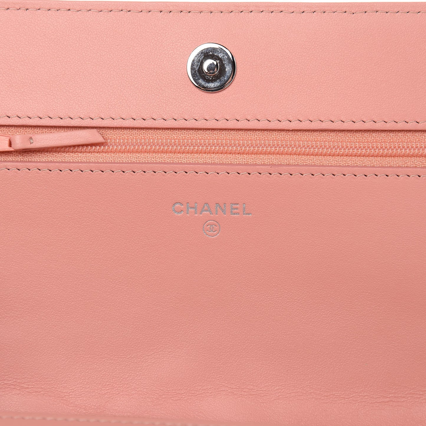 Goatskin Camellia Embossed Wallet On Chain WOC Light Pink