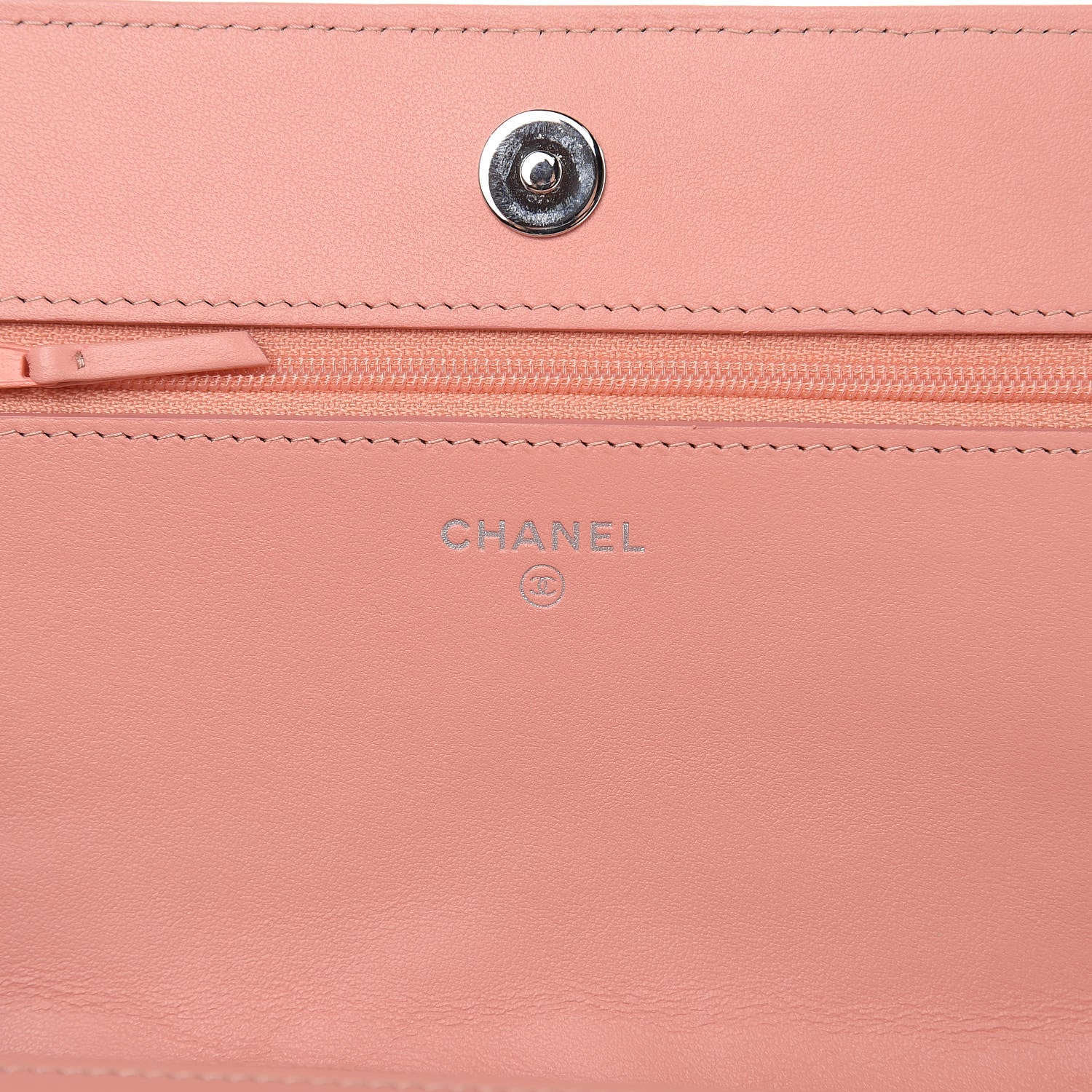 Chanel Goatskin Camellia Embossed Wallet On Chain WOC Light Pink 6 of 12