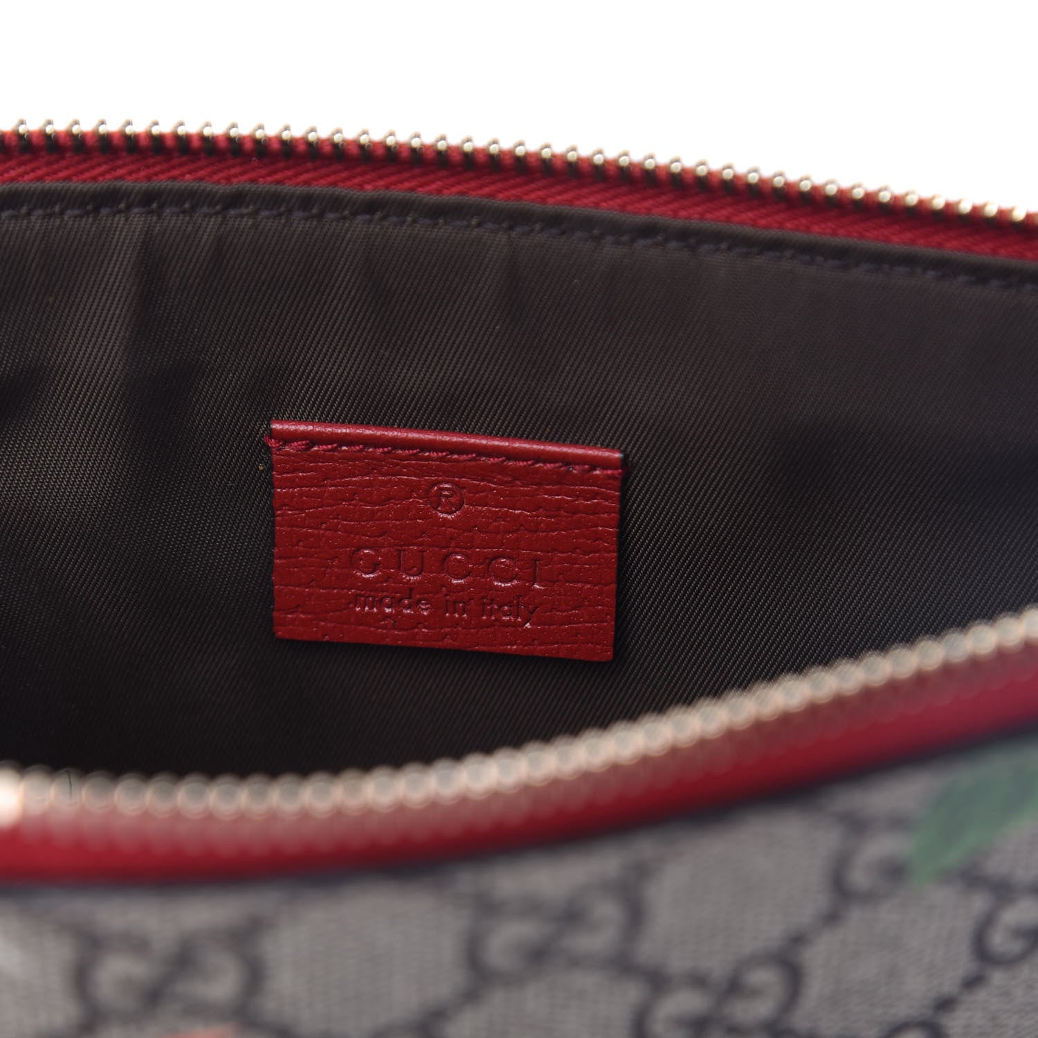 Gucci GG Supreme Monogram Tian Large Zip Pouch Beige Multicolor Red 5 of 11