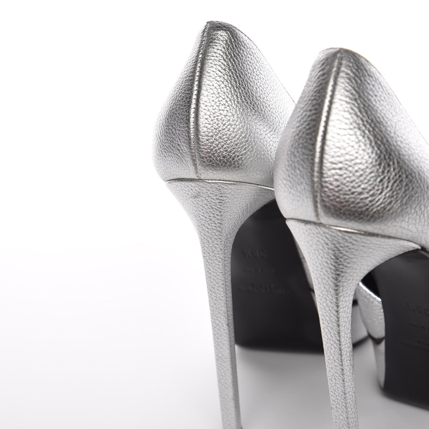 Metallic Grained Calfskin Janis 105 D'Orsay Pumps 38.5 Argento