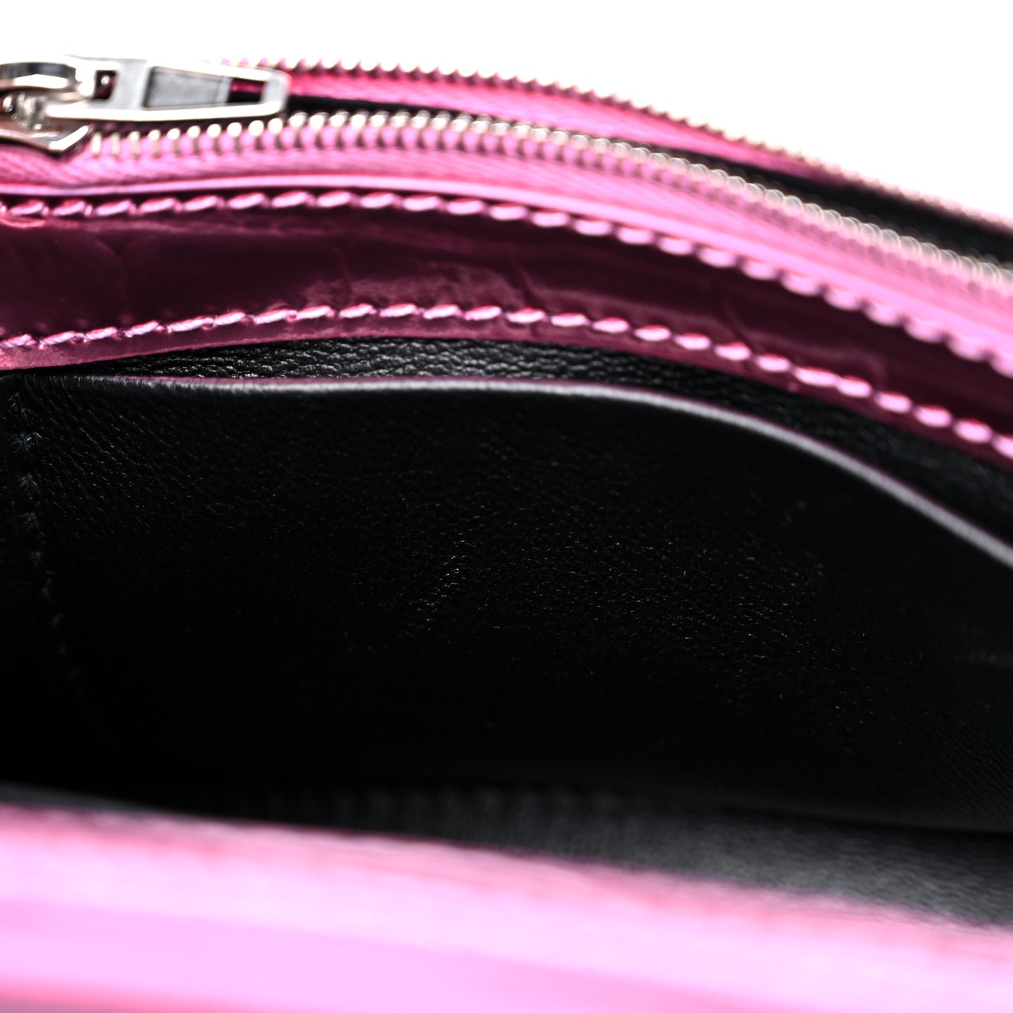 Metallic Shiny Calfskin Crocodile Embossed Hourglass Chain Bag Pink