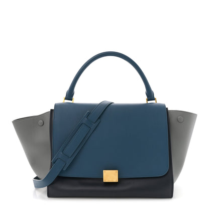 Celine Smooth Calfskin Medium Trapeze Metallic Blue 1 of 9
