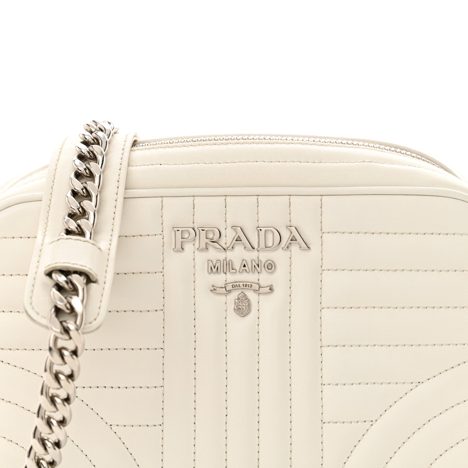 Prada Soft Calfskin Diagramme Crossbody Bag White 8 of 13