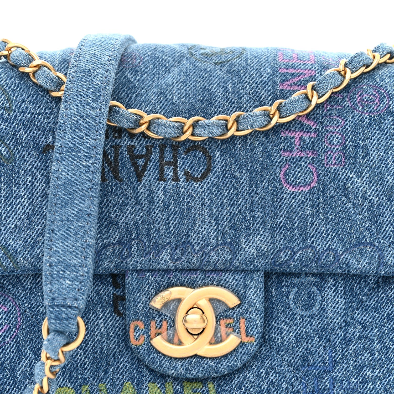 Chanel Denim Quilted Mini Denim Mood Rectangular Flap Blue Multicolor 8 of 10