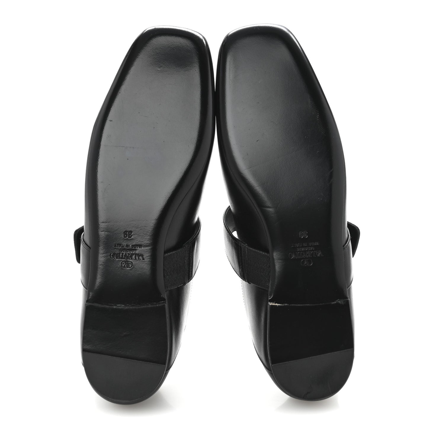 Calfskin VLogo Locker Mary Jane Ballerina Flats 39 Black