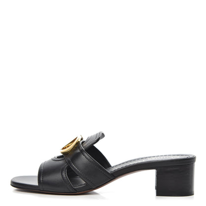 Christian Dior Calfskin 30 Montaigne Mid-Heel Slide Sandals 37 Black 1 of 8