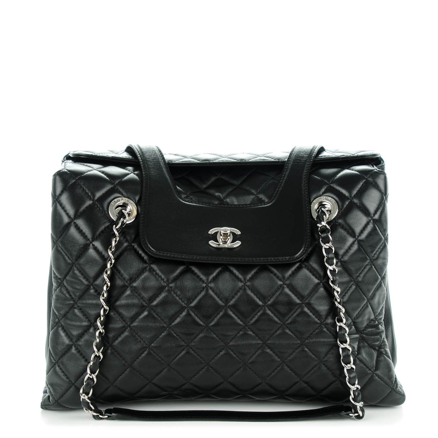 Lambskin Quilted By 3 Shopping Tote Black