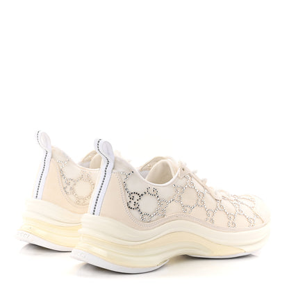 Gucci Tela Retino Mesh Crystal Suede GG Monogram Womens Gucci Run Sneakers 37.5 Off White Silver 5 of 10