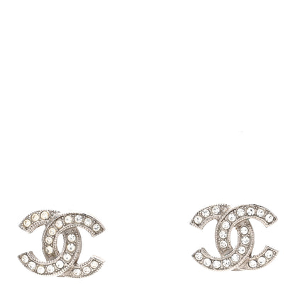 Chanel Crystal CC Earrings Silver 1 of 4