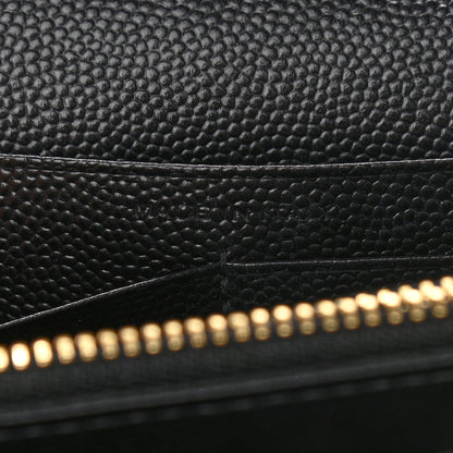 Saint Laurent Grain De Poudre Matelasse Chevron Monogram Chain Wallet Black 6 of 10