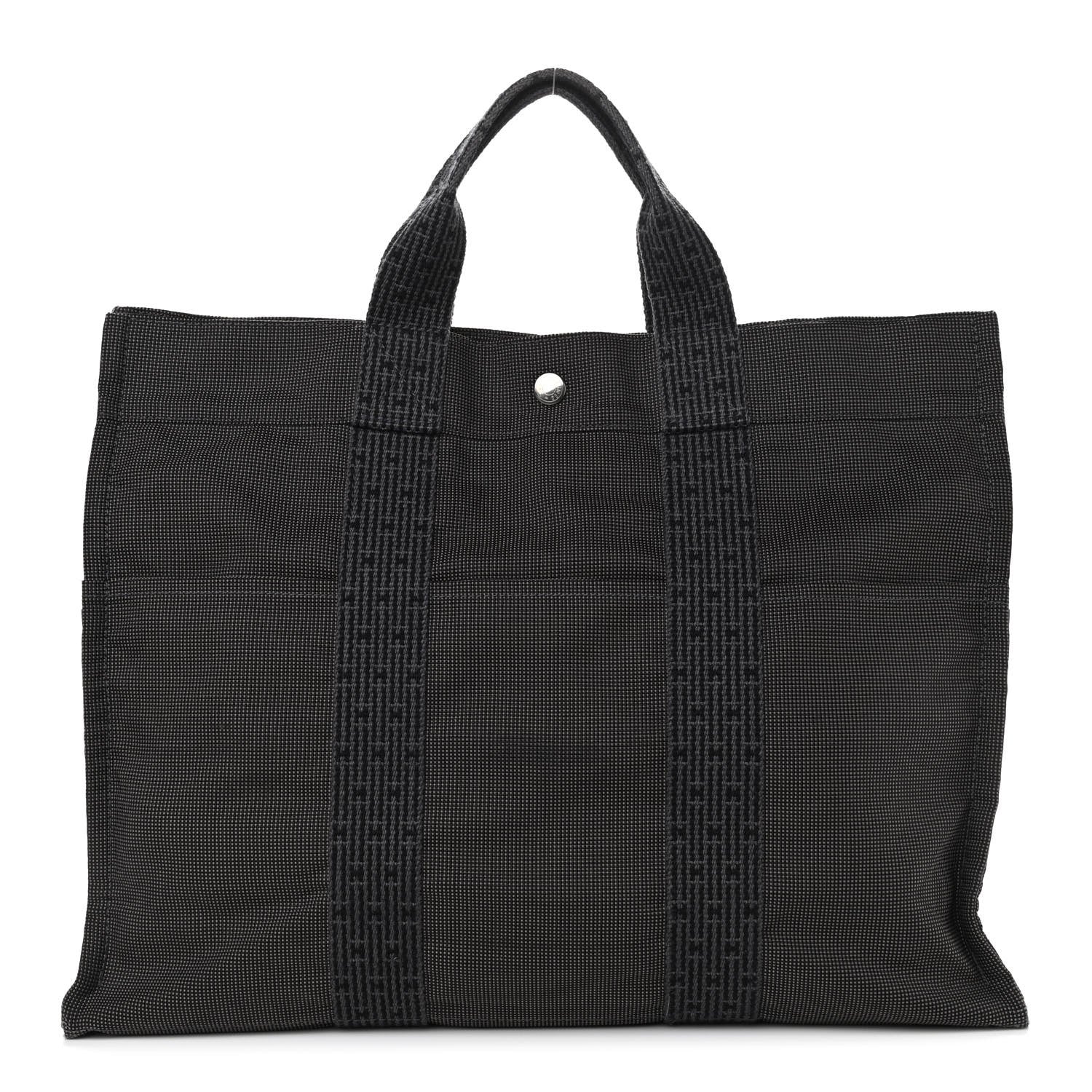 Hermes Canvas Herline MM Tote Grey 1 of 11