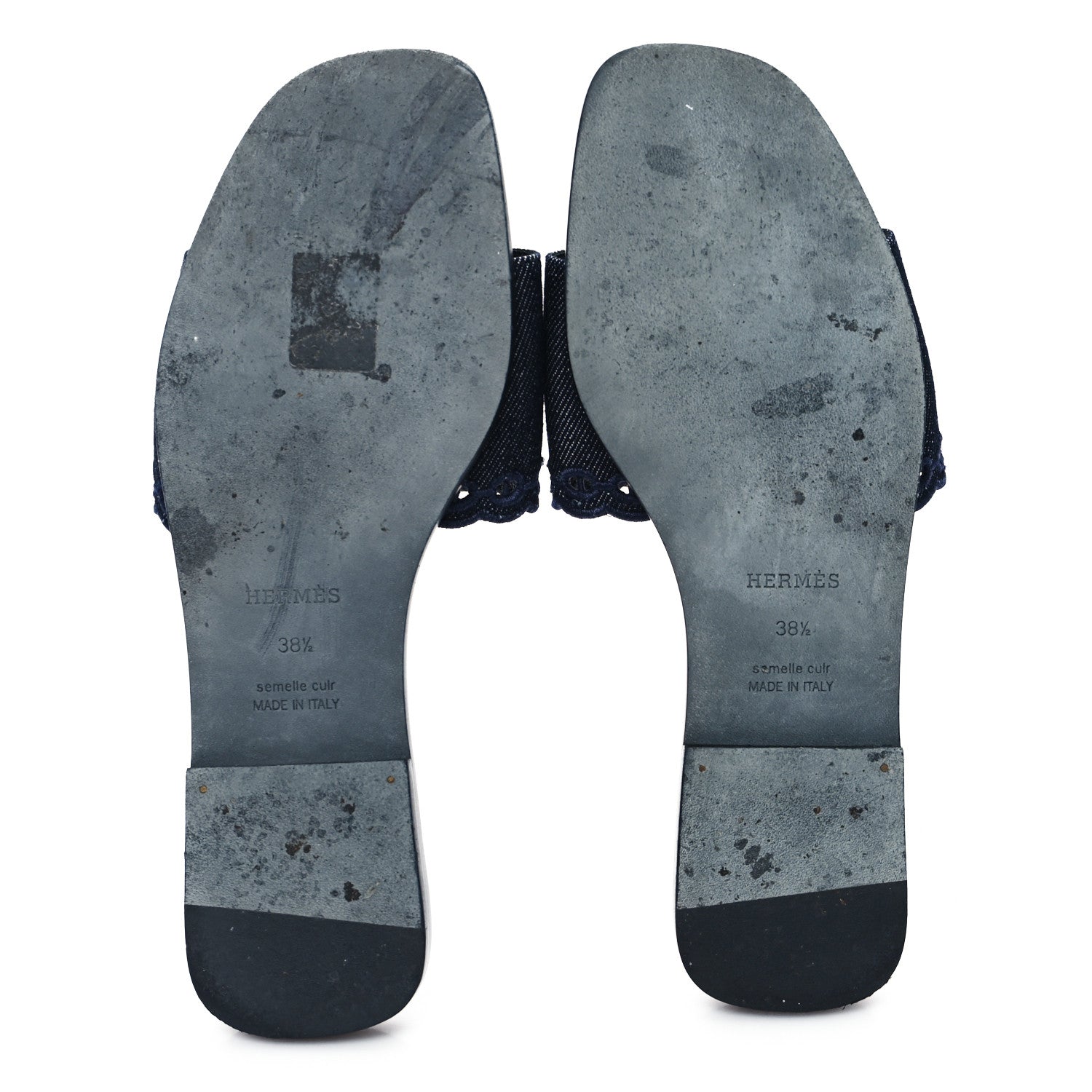 Hermes Denim Chaine d'Ancre Gaelle Sandals 38.5 Blue 6 of 8