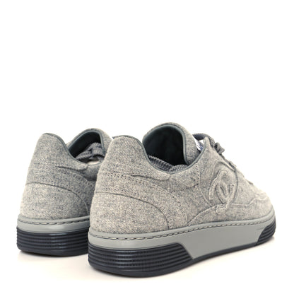 Chanel Wool Mixed Fibers Womens CC Sneakers 36 Light Grey 5 of 11