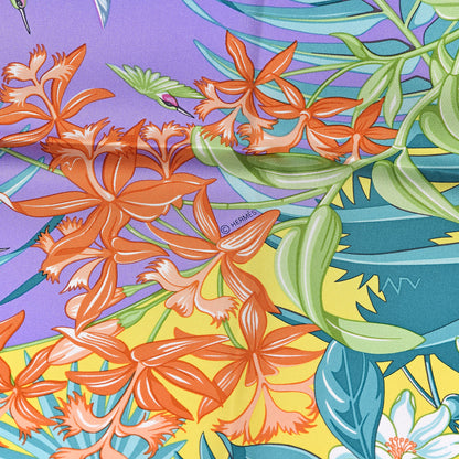 Hermes Silk Flamingo Party Scarf 90 Cyclamen Mauve Vert 7 of 8