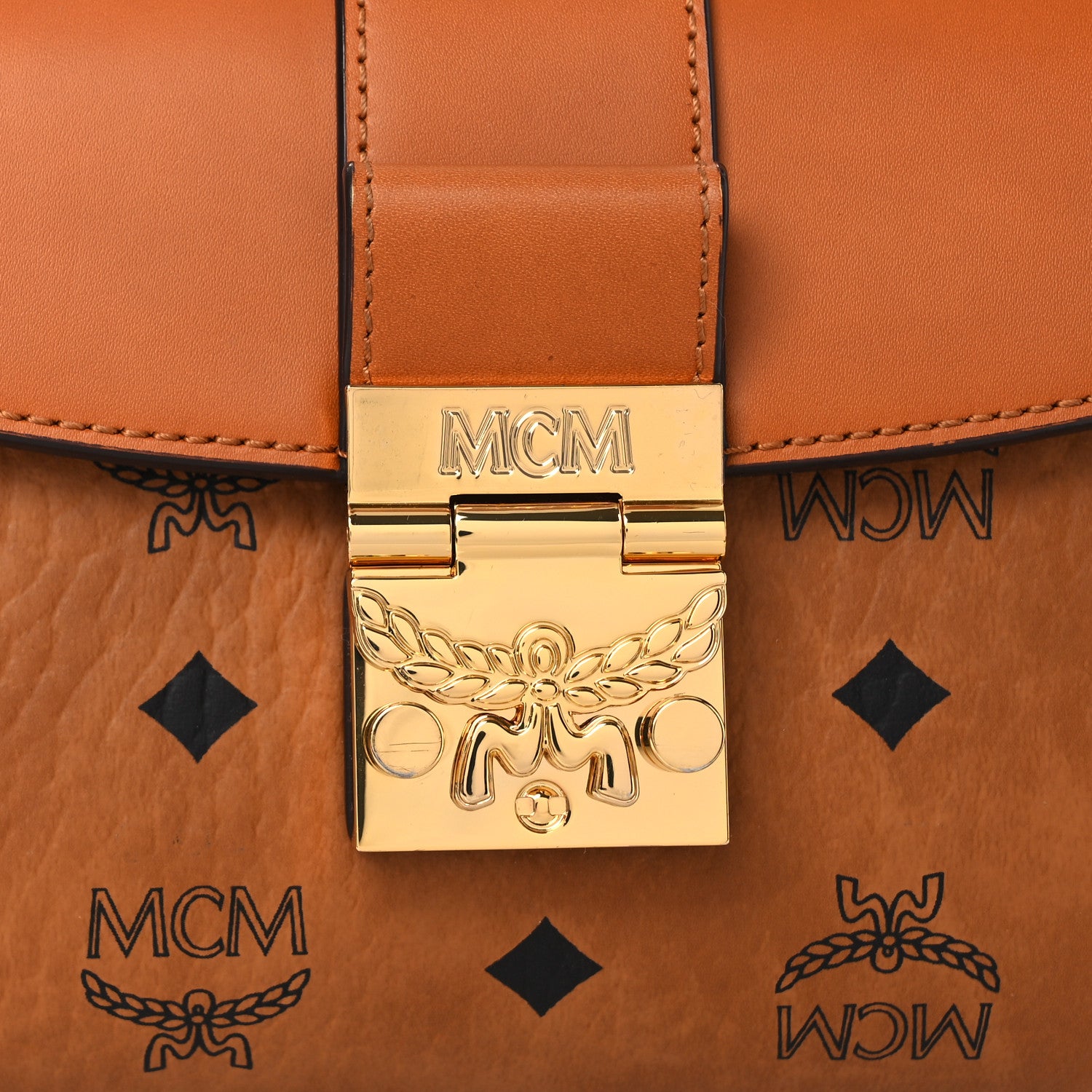MCM Visetos Small Tracy Shoulder Bag Cognac 1775434 – FASHIONPHILE
