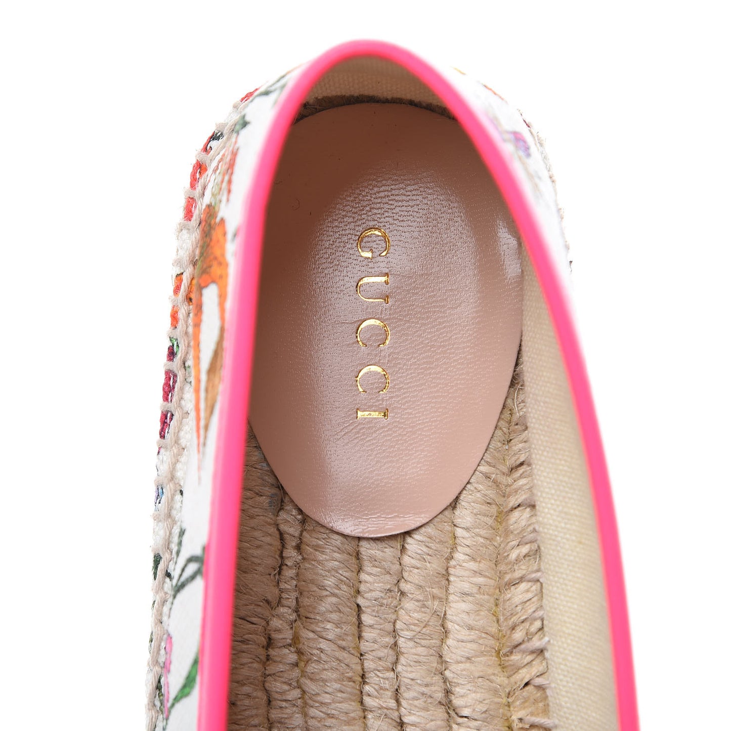 Canvas Flora Print Espadrilles 37.5 White Multicolor Fuxia