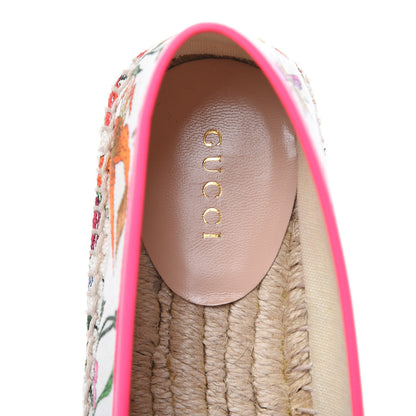 Gucci Canvas Flora Print Espadrilles 37.5 White Multicolor Fuxia 7 of 8