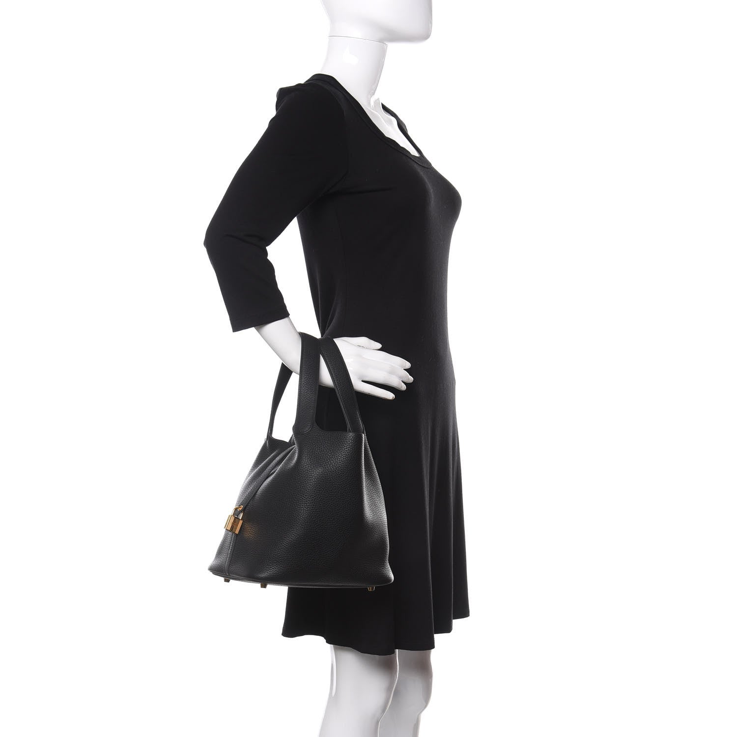 Hermes Taurillon Clemence Picotin Lock 22 MM Black 2 of 10