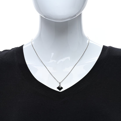 Hermes Palladium Plated Medor Folk Pendant Necklace Black 3 of 5