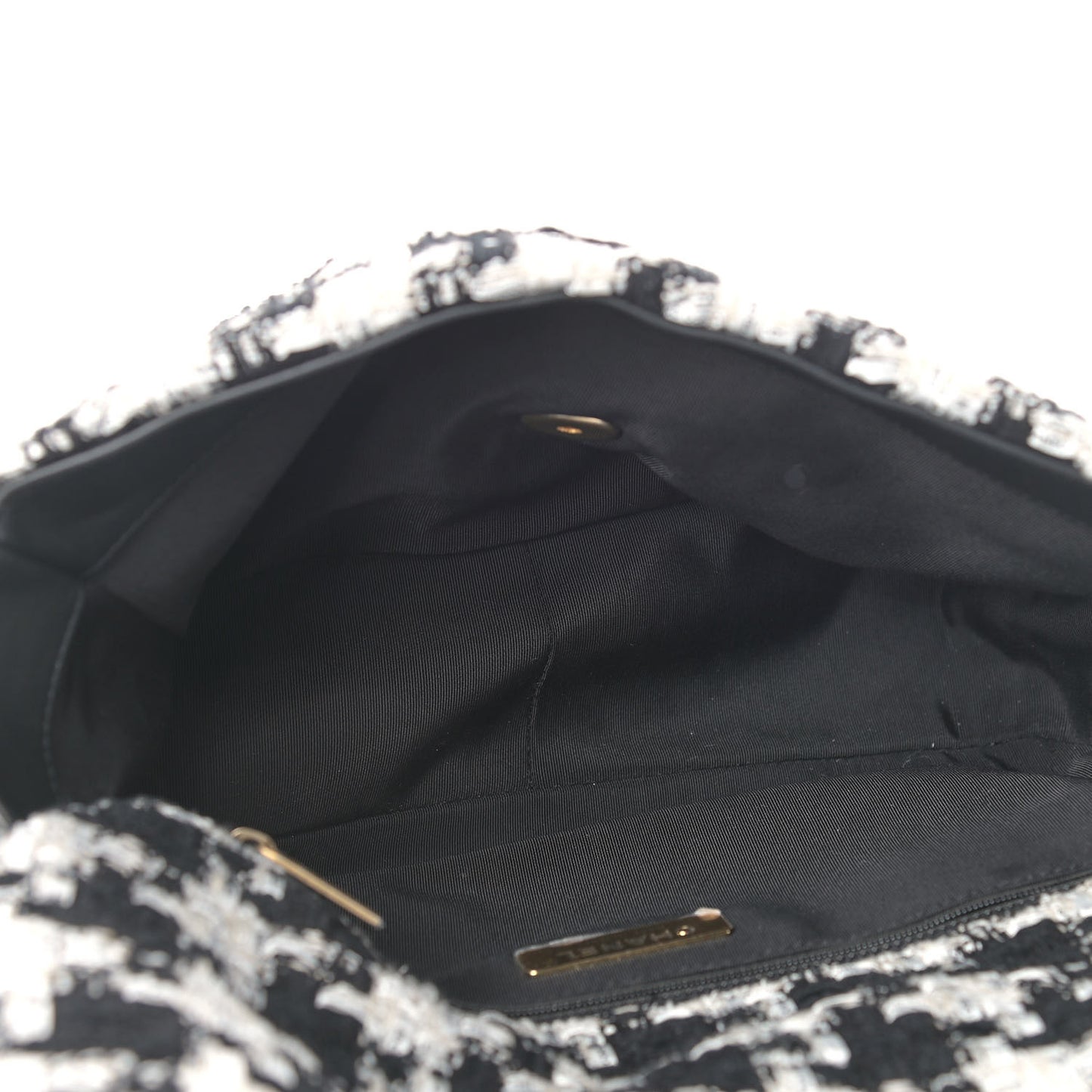 Tweed Quilted Large Chanel 19 Flap Black Ecru White