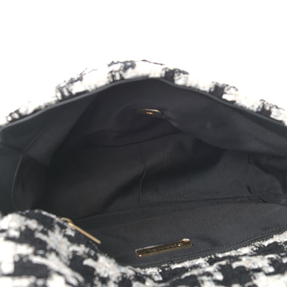 Chanel Tweed Quilted Large Chanel 19 Flap Black Ecru White 5 of 9