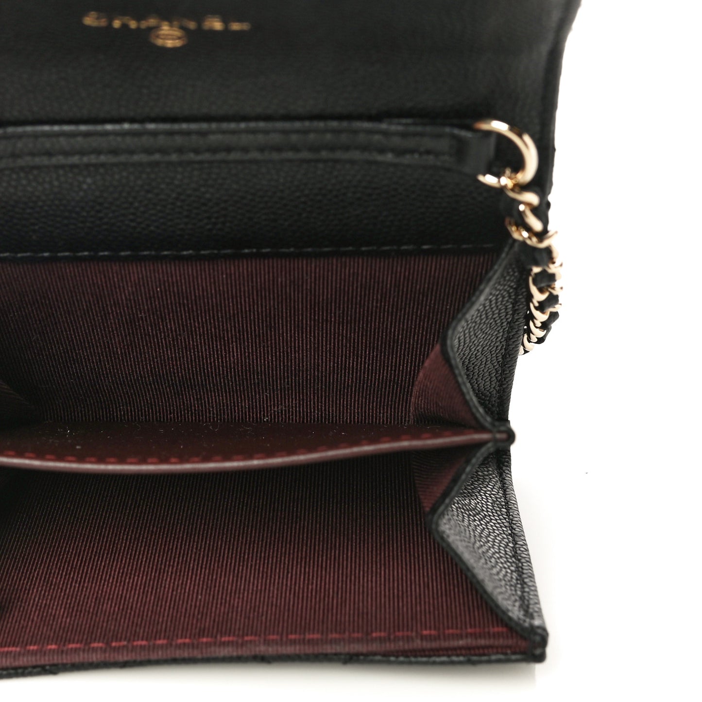 Caviar Quilted Flap Card Holder On Chain Black