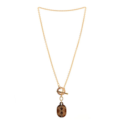 Hermes Permabrass Buffalo Horn Chaine d'Ancre Toggle Pendant Necklace Dore 3 of 6