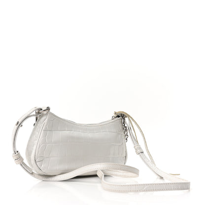 Balenciaga Extra Supple Calfskin Crocodile Embossed Le Cagole Mini Purse With Chain White 5 of 17