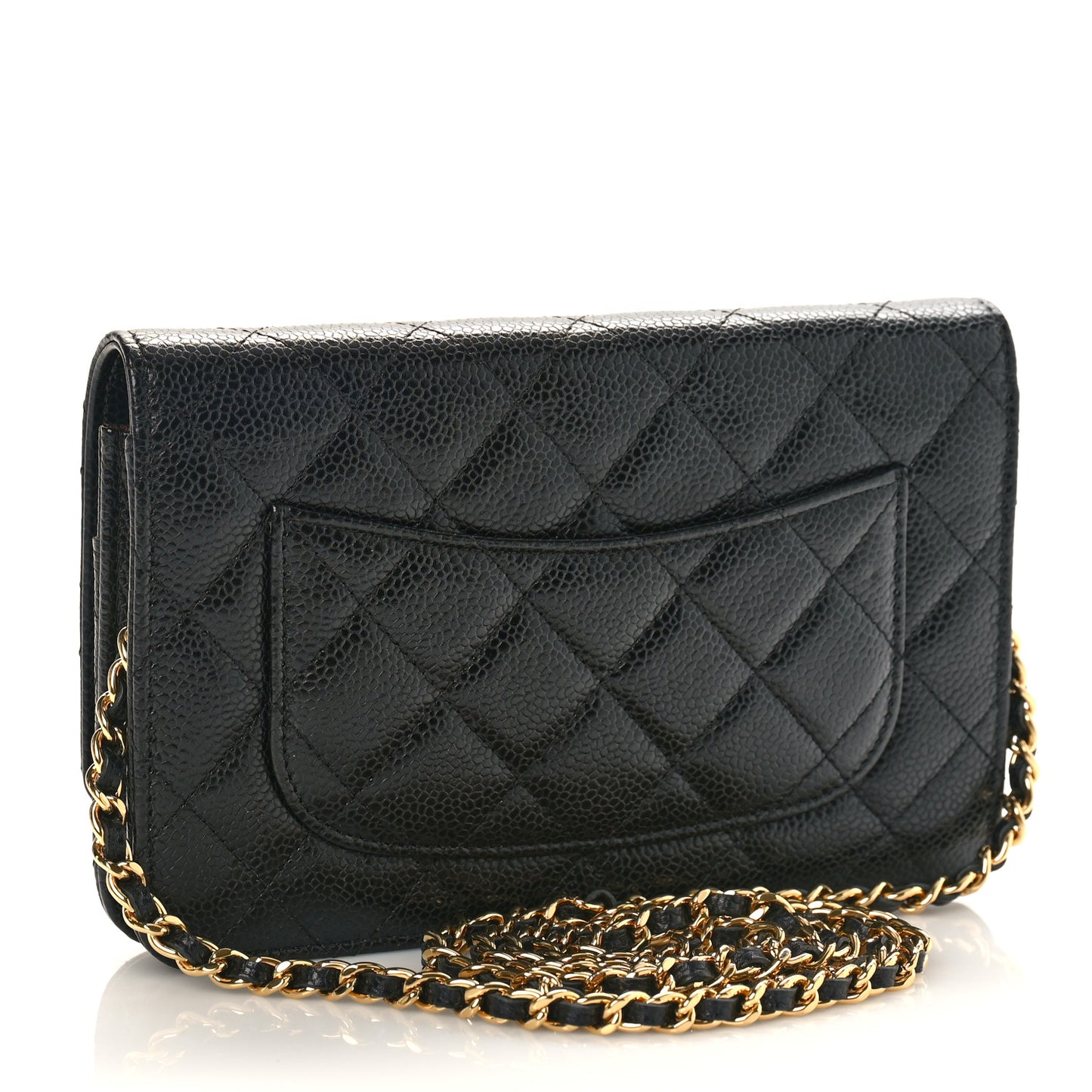 Caviar Quilted Wallet on Chain WOC Black