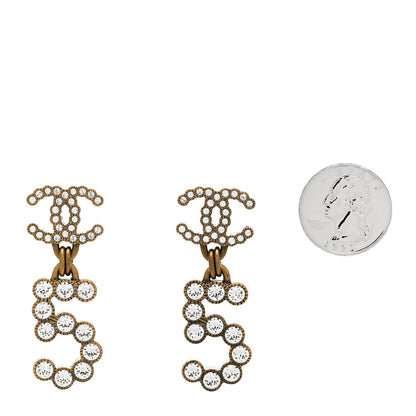 Chanel Metal Crystal City of Lights No 5 Drop Earrings Gold 2 of 5