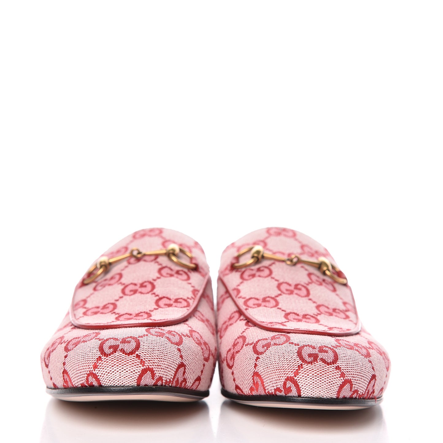 Canvas GG Monogram Horsebit Womens Princetown Slippers 39 Gardenia Hibiscus Red