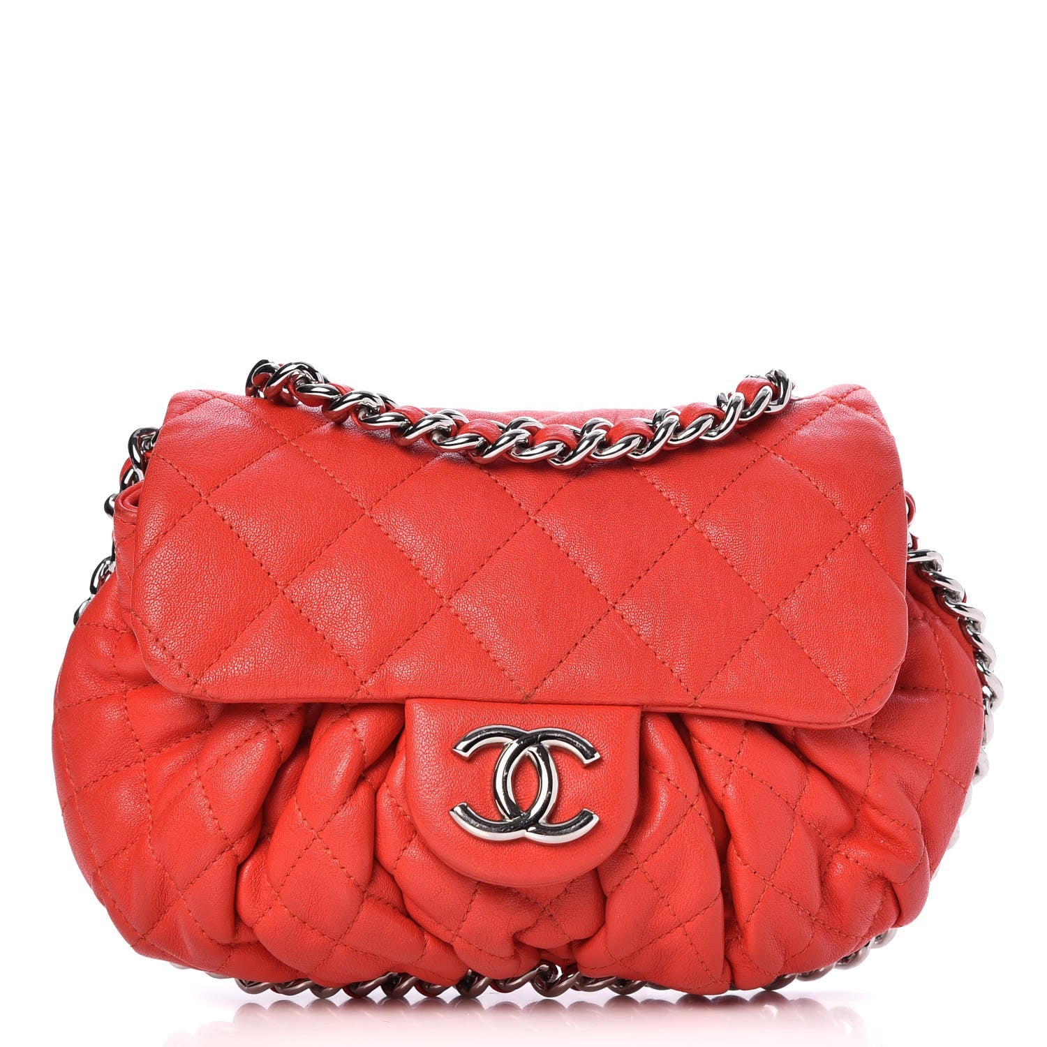 Chanel Washed Lambskin Mini Chain Around Messenger Red 1 of 11
