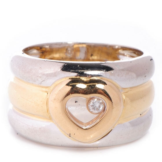 18k White and Yellow Gold Happy Diamonds Heart Ring 6.5