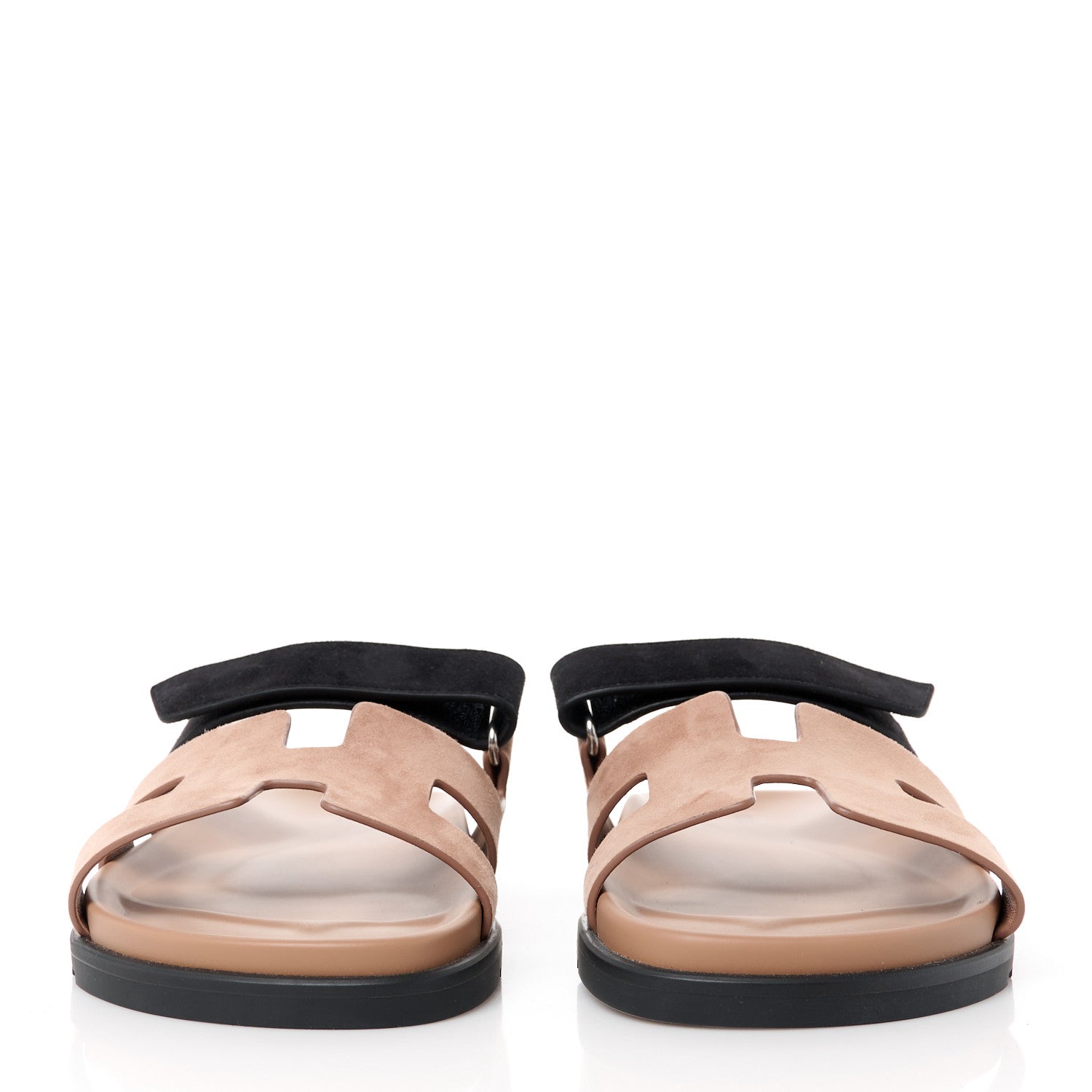 Hermes Suede Goatskin Womens Chypre Sandals 41 Rose Perle Black 2 of 8
