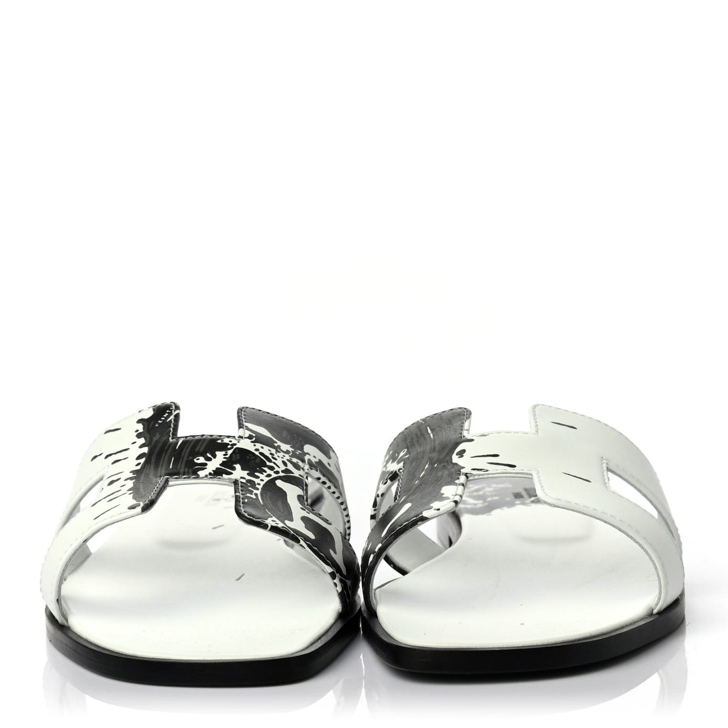 Calfskin Peinture Fraiche Oran Sandals 39.5 White Black