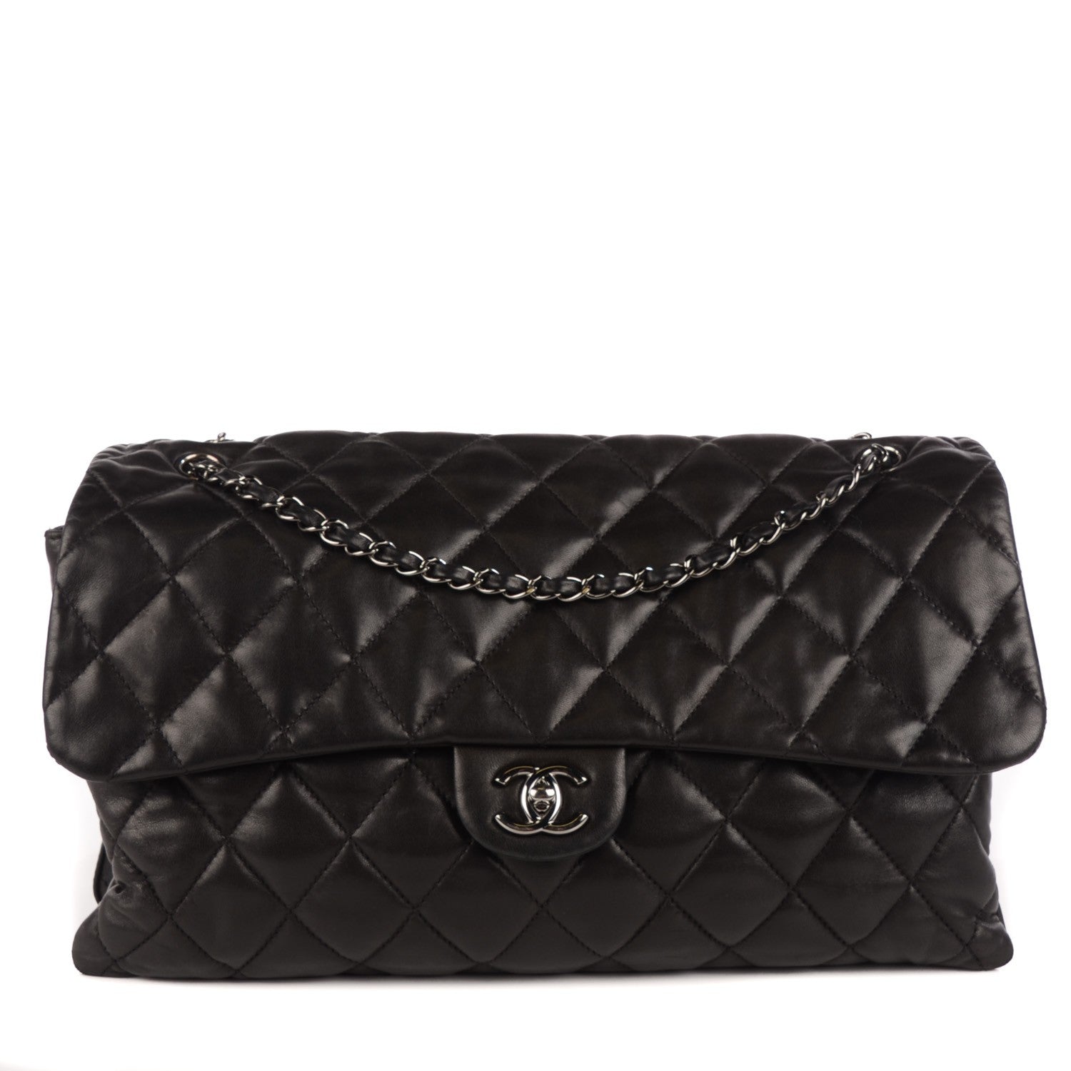 Chanel Lambskin Quilted Maxi 3 Flap Black 1 of 9