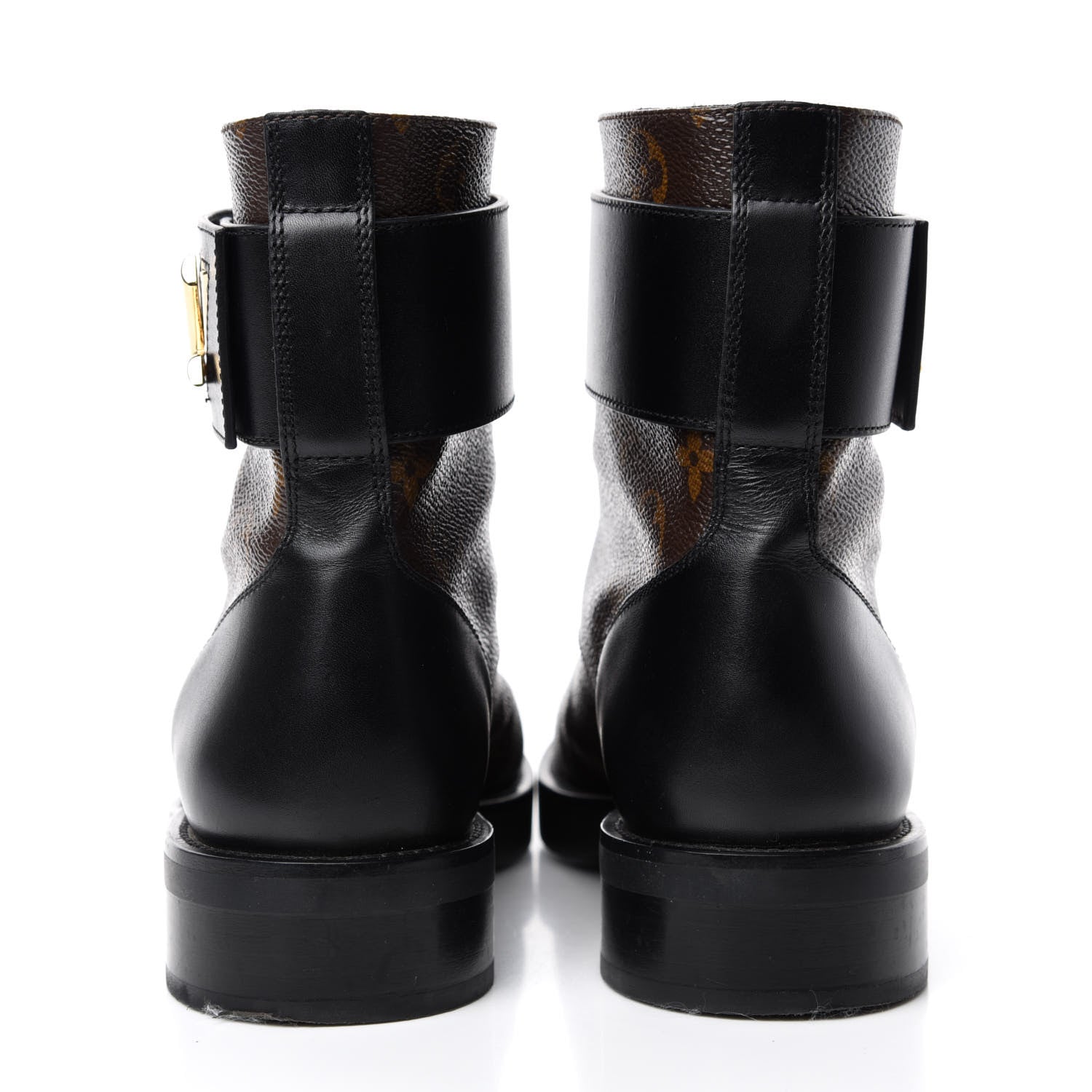Louis Vuitton Monogram Calfskin Wonderland Flat Ranger Boots 38 Black 5 of 10