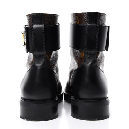 Louis Vuitton Monogram Calfskin Wonderland Flat Ranger Boots 38 Black 5 of 10
