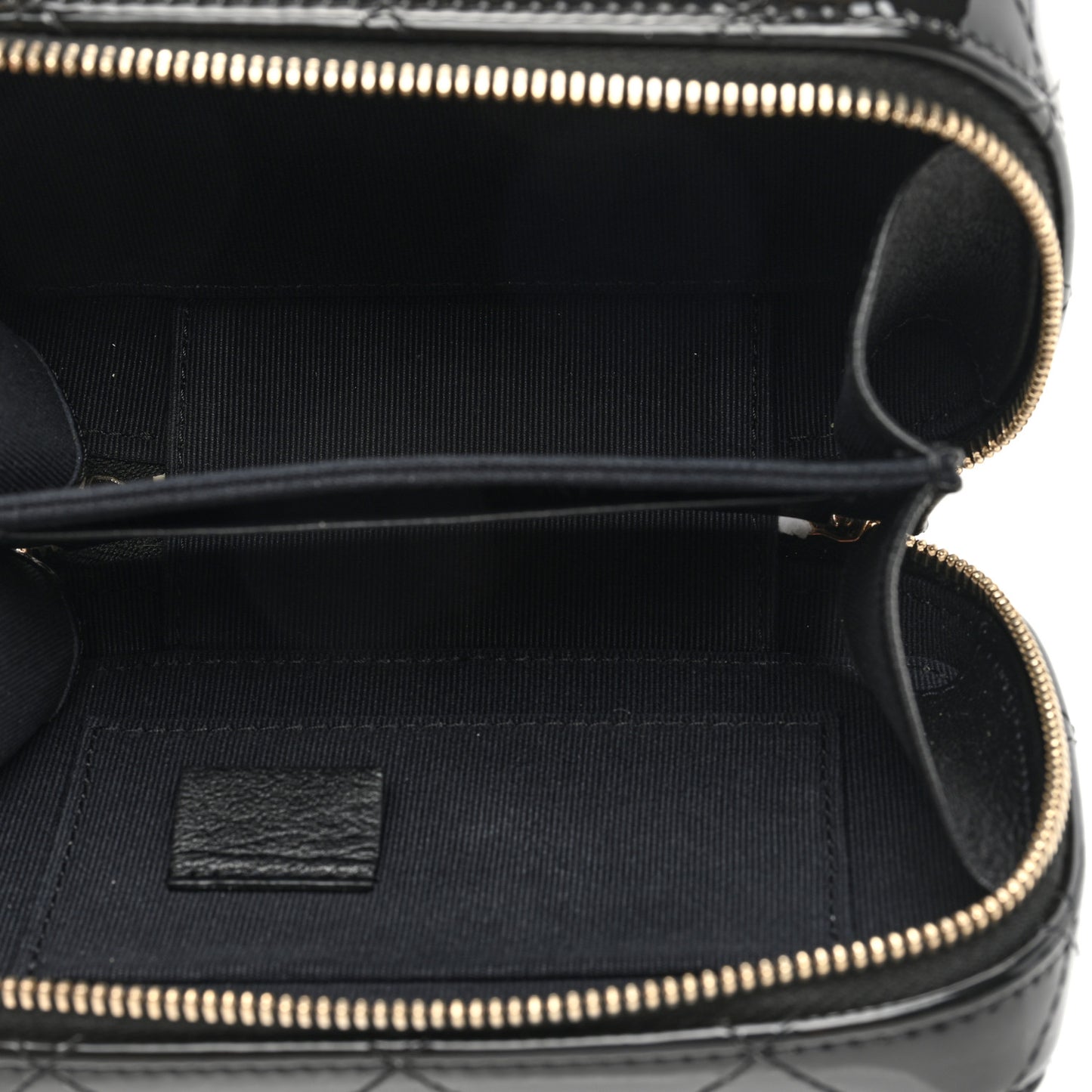 Patent Quilted Mini Pick Me Up Vanity Case Black