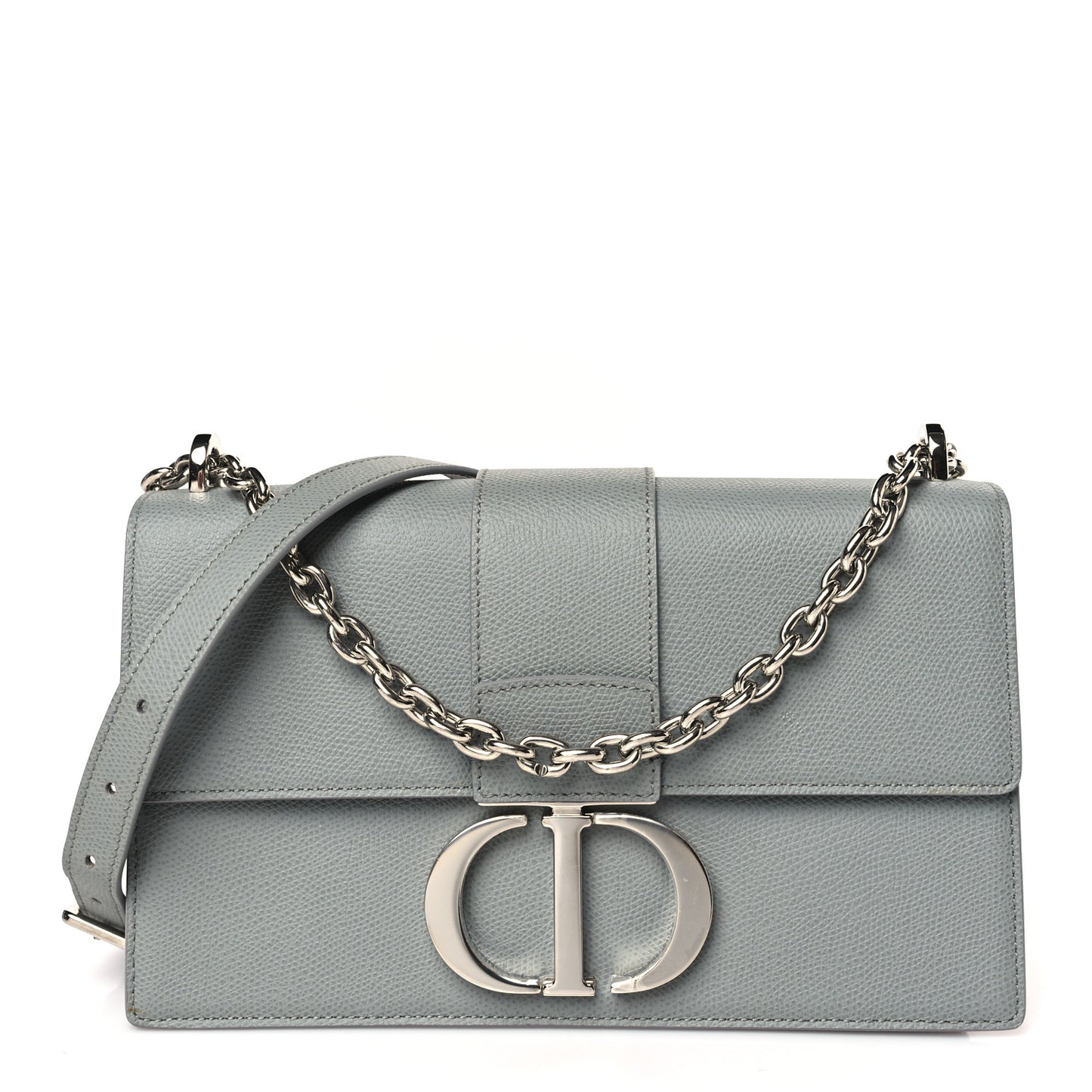 Grained Calfskin 30 Montaigne Chain Flap Bag Grey